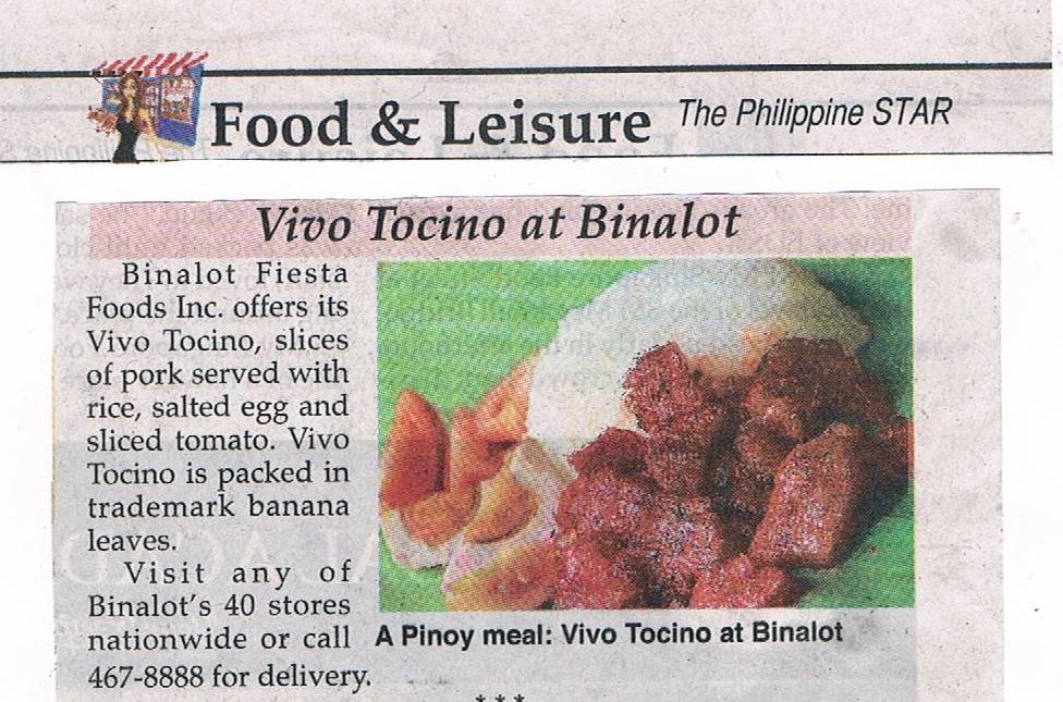 Vivo Tocino at Binalot, May 16, 2013, Philippine Star