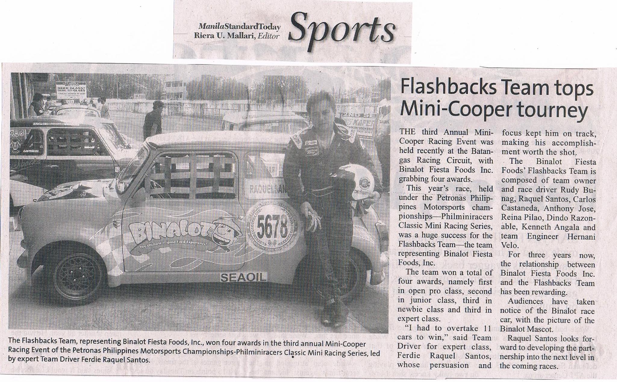 Flashbacks Team tops Mini-Cooper tourney, June 15, 2013, Manila Standard Today