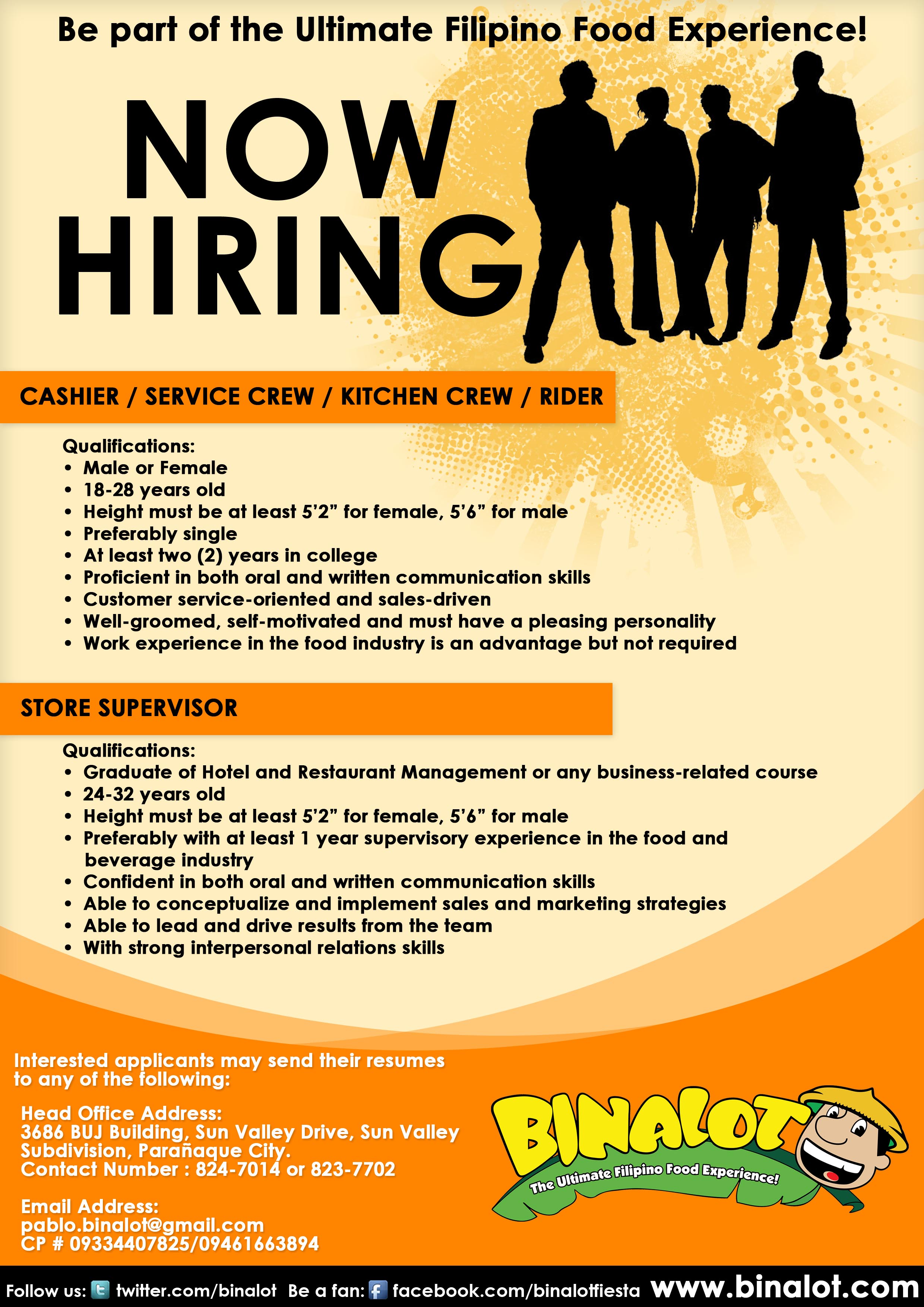 Job hiring in batangas area 2013